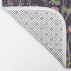 Chinoiserie Dark Blooming Peony Floral Fresco Garden Bath Mat Gallery Image 2