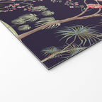 Chinoiserie Dark Blooming Peony Floral Fresco Garden Welcome Mat Gallery Image 2
