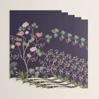 Chinoiserie Dark Blooming Peony Floral Fresco Garden Wrapping Paper Gallery Image 3
