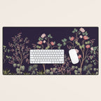 Chinoiserie Dark Blooming Peony Floral Fresco Garden Desk Mat Gallery Image 1