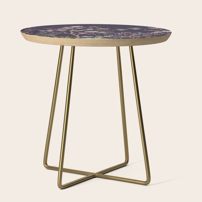 Chinoiserie Dark Blooming Peony Floral Fresco Garden Side Table Gallery Image 1
