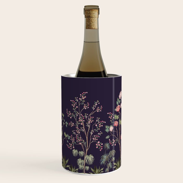Chinoiserie Dark Blooming Peony Floral Fresco Garden Wine Chiller Gallery Image 2