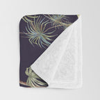 Chinoiserie Dark Blooming Peony Floral Fresco Garden Throw Blanket Gallery Image 3