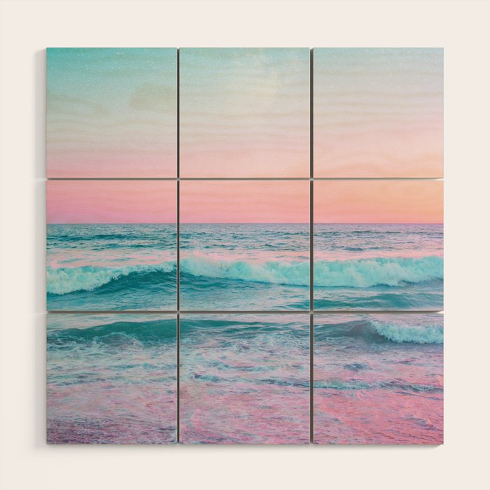 Candy Waves | Pastel Ocean Shoreline off Coast of California  Wood Wall Art Gallery Image 1