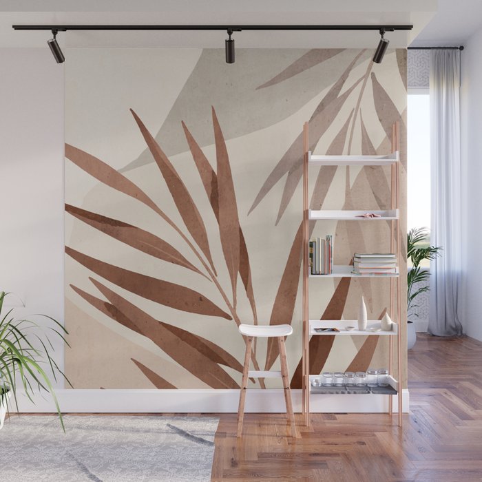 Minimal Abstract Art Tropical Leaf Wall Mural Gallery Image 1