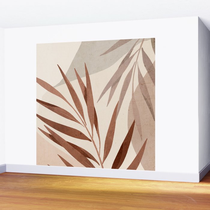 Minimal Abstract Art Tropical Leaf Wall Mural Gallery Image 2