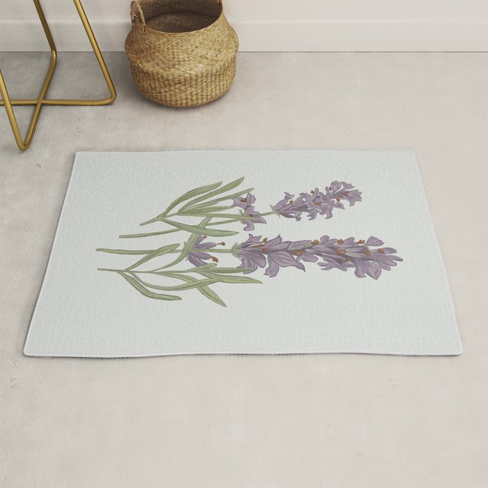 Lavender Flower Illustration Rug Gallery Image 1