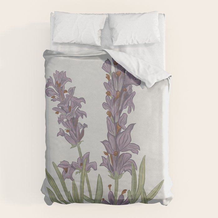 Lavender Flower Illustration Duvet Cover Gallery Image 1