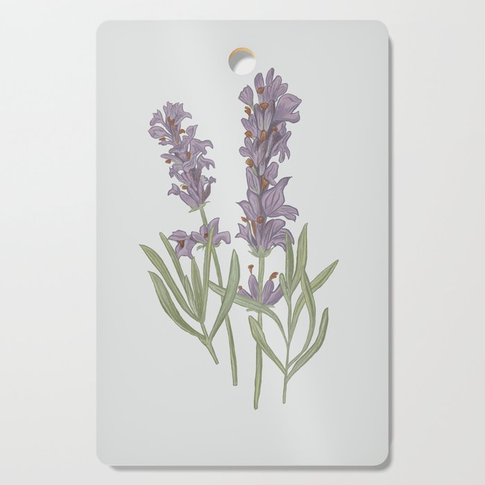 Lavender Flower Illustration Cutting Board Gallery Image 1
