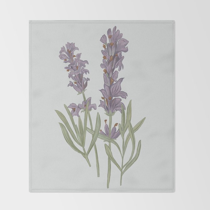 Lavender Flower Illustration Throw Blanket Gallery Image 2