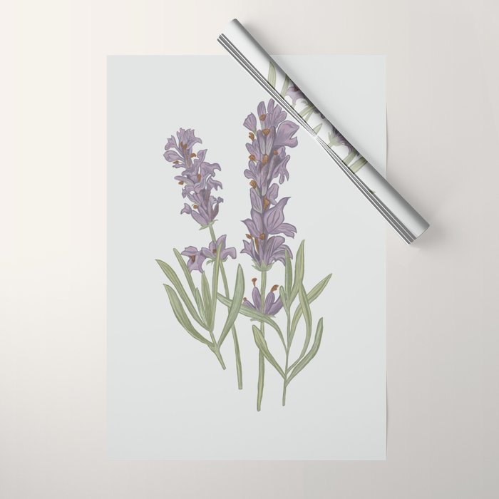 Lavender Flower Illustration Wrapping Paper Gallery Image 1
