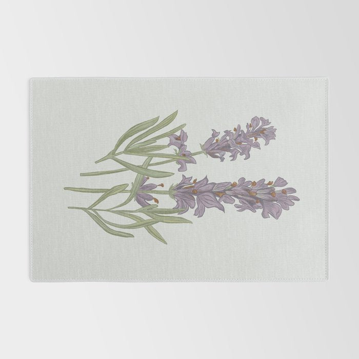 Lavender Flower Illustration Rug Gallery Image 2