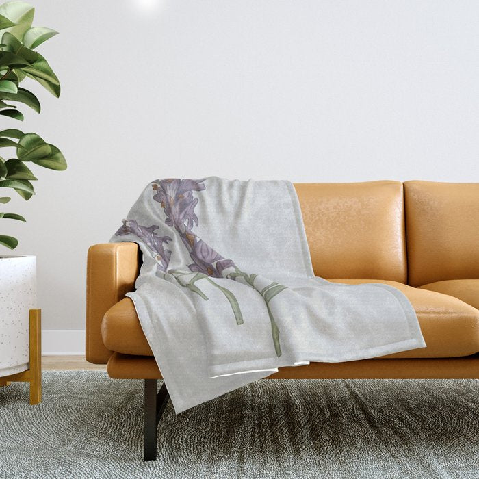 Lavender Flower Illustration Throw Blanket Gallery Image 1