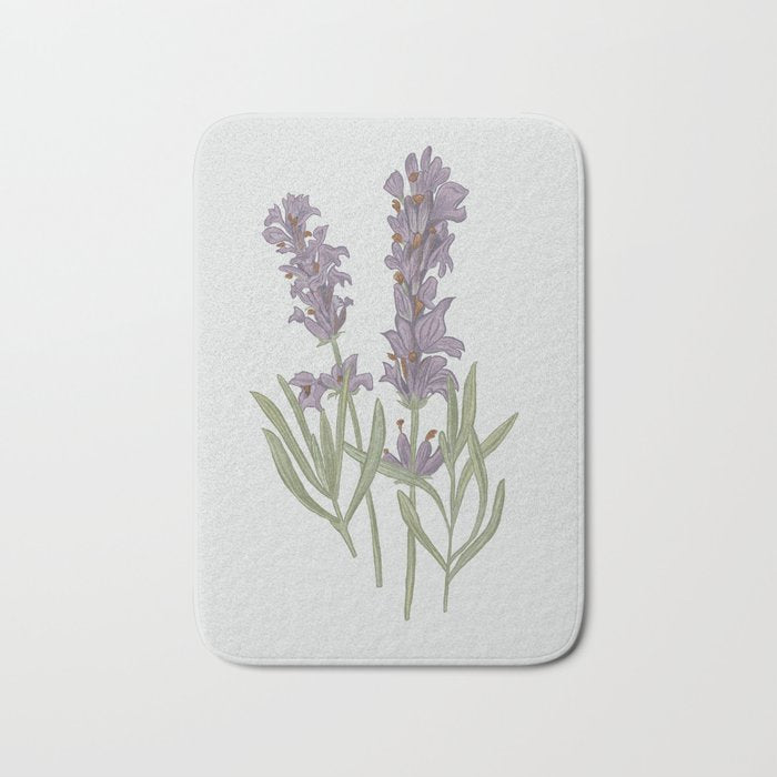 Lavender Flower Illustration Bath Mat Gallery Image 1