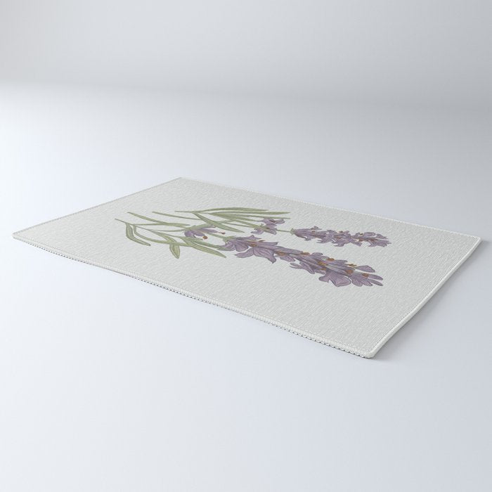 Lavender Flower Illustration Rug Gallery Image 3