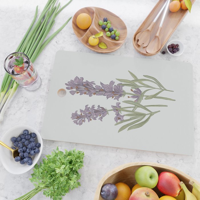 Lavender Flower Illustration Cutting Board Gallery Image 2