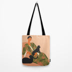 portrait of a woman with cats in ethno-modern style Tote Bag Gallery Image 2