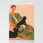 portrait of a woman with cats in ethno-modern style Stationery Card Gallery Image 2