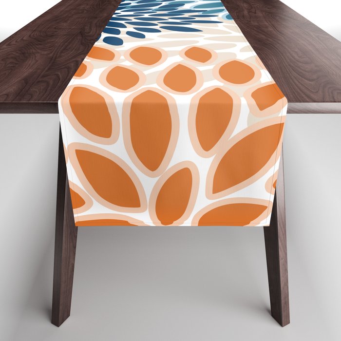 Floral Blooms, Teal, ;Blue, Orange Table Runner Gallery Image 1