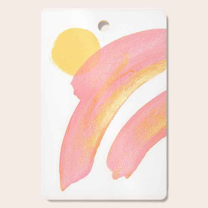 Pink Rainbow - Abstract Minimalist Painting Cutting Board Gallery Image 1