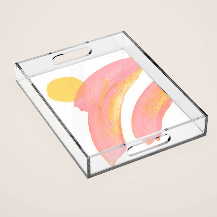 Pink Rainbow - Abstract Minimalist Painting Acrylic Tray Gallery Image 1