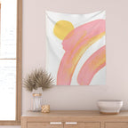 Pink Rainbow - Abstract Minimalist Painting Wall Tapestry Gallery Image 2