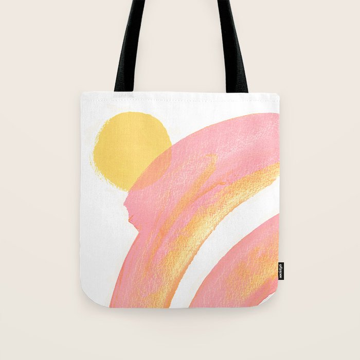 Pink Rainbow - Abstract Minimalist Painting Tote Bag Gallery Image 1