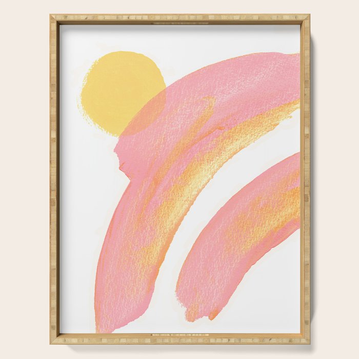 Pink Rainbow - Abstract Minimalist Painting Serving Tray Gallery Image 1