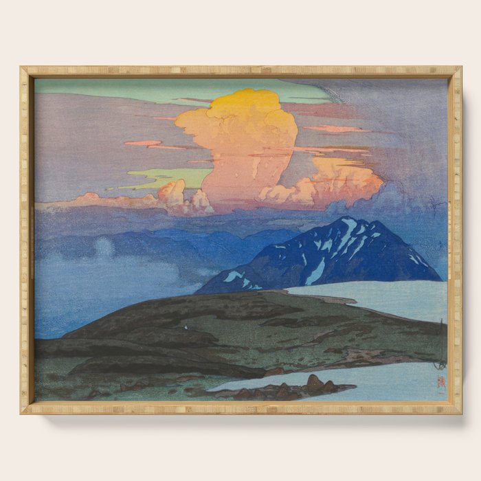Japan Alps Vintage Beautiful Japanese Woodblock Print Hiroshi Yoshida Landscape Serving Tray Gallery Image 1