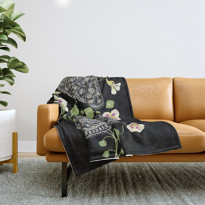 Nasturtium Moths Throw Blanket Gallery Image 1