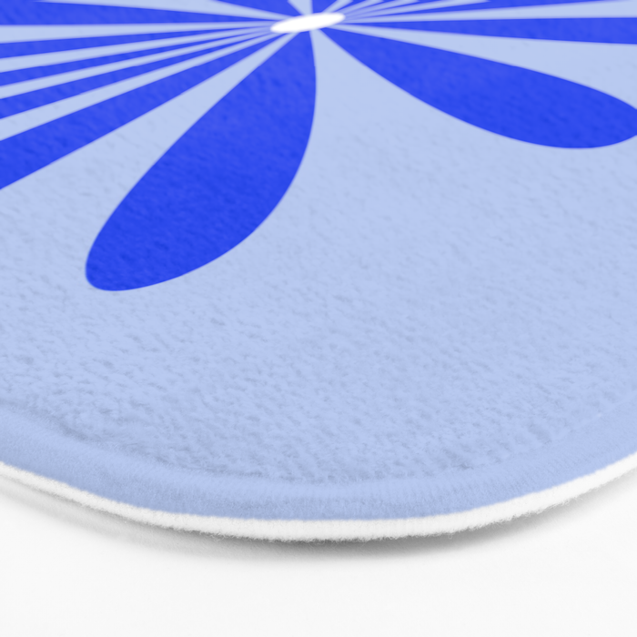 Big Daisy Retro Minimalism in Royal Blue, White, and Light Blue Bath Mat Gallery Image 3
