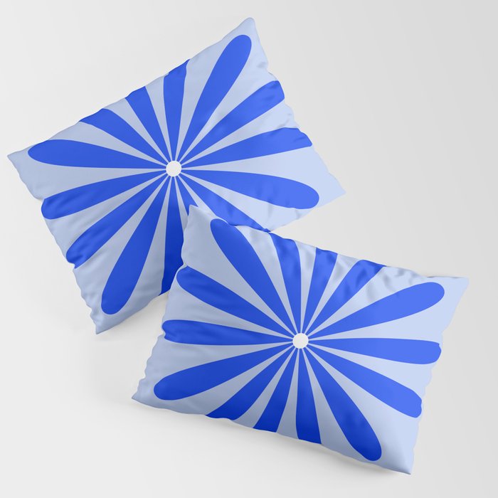 Big Daisy Retro Minimalism in Royal Blue, White, and Light Blue Pillow Sham Gallery Image 3