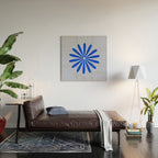 Big Daisy Retro Minimalism in Royal Blue, White, and Light Blue Wood Wall Art Gallery Image 2
