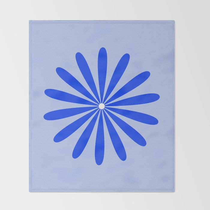 Big Daisy Retro Minimalism in Royal Blue, White, and Light Blue Throw Blanket Gallery Image 2