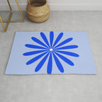 Big Daisy Retro Minimalism in Royal Blue, White, and Light Blue Rug Gallery Image 1