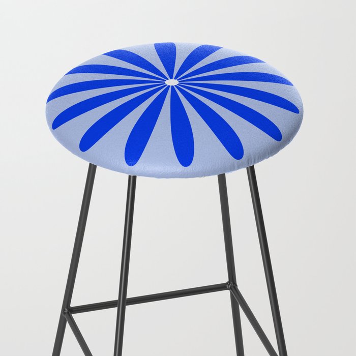 Big Daisy Retro Minimalism in Royal Blue, White, and Light Blue Stool Gallery Image 2