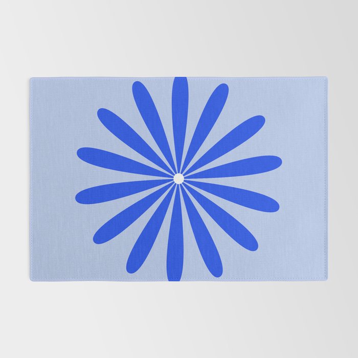 Big Daisy Retro Minimalism in Royal Blue, White, and Light Blue Rug Gallery Image 2