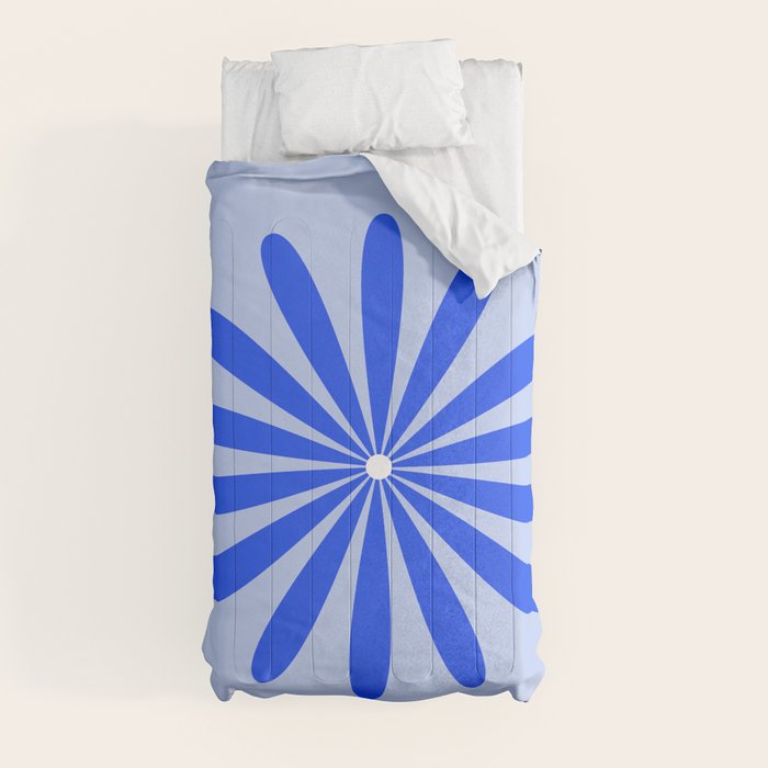 Big Daisy Retro Minimalism in Royal Blue, White, and Light Blue Comforter Gallery Image 4