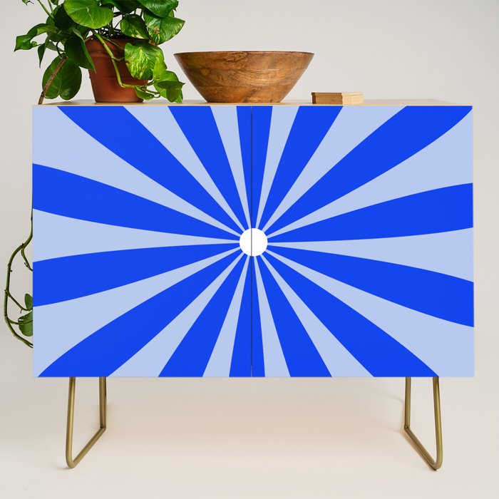 Big Daisy Retro Minimalism in Royal Blue, White, and Light Blue Credenza Gallery Image 1