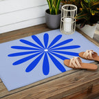 Big Daisy Retro Minimalism in Royal Blue, White, and Light Blue Outdoor Rug Gallery Image 2