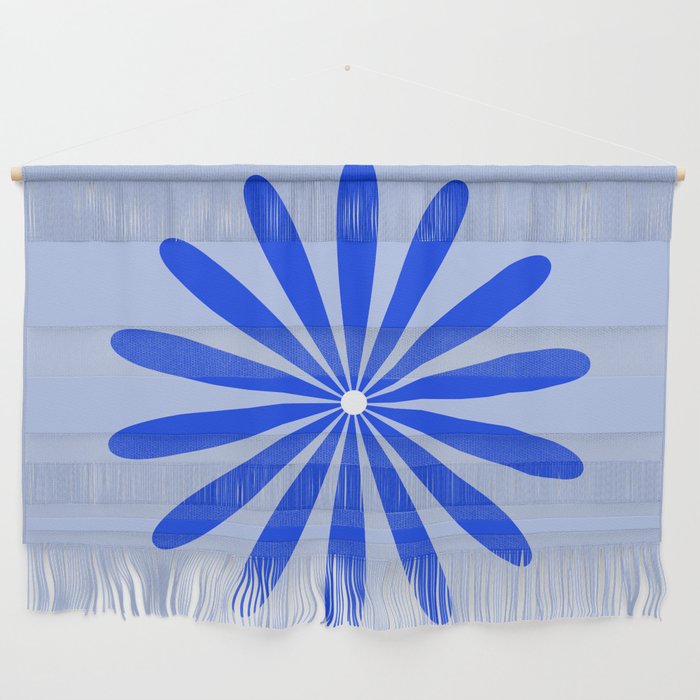 Big Daisy Retro Minimalism in Royal Blue, White, and Light Blue Wall Hanging Gallery Image 1