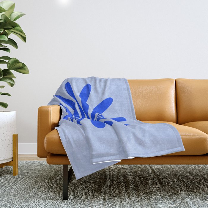 Big Daisy Retro Minimalism in Royal Blue, White, and Light Blue Throw Blanket Gallery Image 1