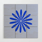Big Daisy Retro Minimalism in Royal Blue, White, and Light Blue Wood Wall Art Gallery Image 1