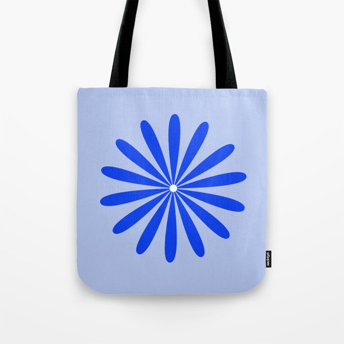 Big Daisy Retro Minimalism in Royal Blue, White, and Light Blue Tote Bag Gallery Image 1