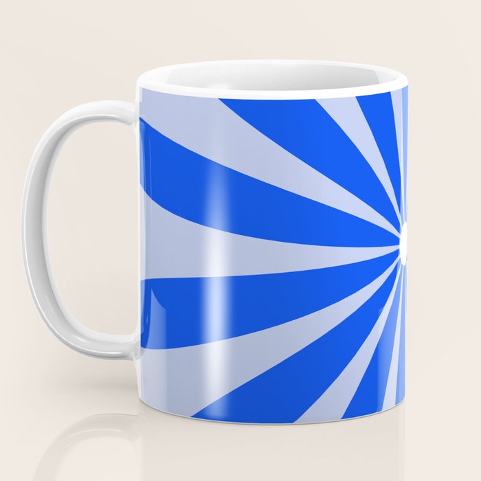 Big Daisy Retro Minimalism in Royal Blue, White, and Light Blue Coffee Mug Gallery Image 3