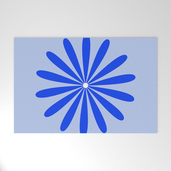 Big Daisy Retro Minimalism in Royal Blue, White, and Light Blue Welcome Mat Gallery Image 1