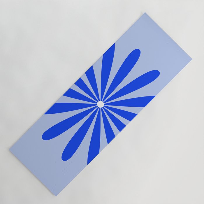 Big Daisy Retro Minimalism in Royal Blue, White, and Light Blue Yoga Mat Gallery Image 1