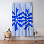 Big Daisy Retro Minimalism in Royal Blue, White, and Light Blue Window Curtain Gallery Image 5
