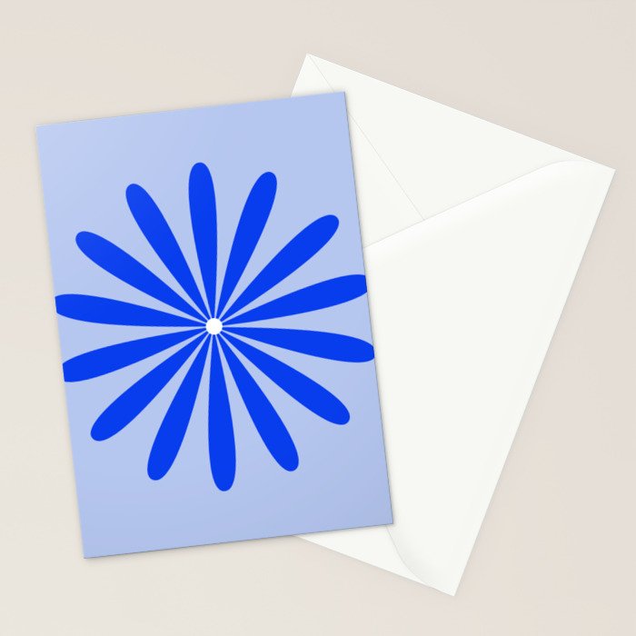Big Daisy Retro Minimalism in Royal Blue, White, and Light Blue Stationery Card Gallery Image 2
