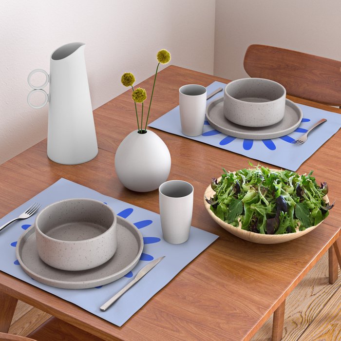 Big Daisy Retro Minimalism in Royal Blue, White, and Light Blue Placemat Gallery Image 2